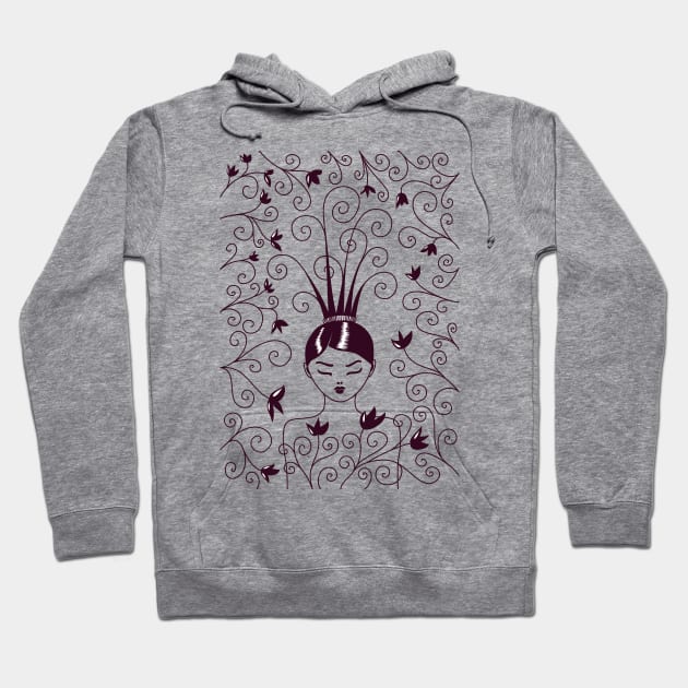 Girl With Strange Swirly Hairstyle Hoodie by Boriana Giormova